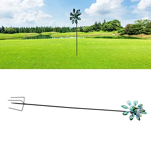 Topyond Hilanderos De Viento De Doble Capa, Molino De Viento De Metal con Estaca De Tierra, Bombilla Solar, para Decoración De Césped De Jardín Al Aire Libre E Iluminación Nocturna