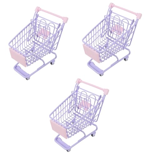 TOYANDONA 3 Piezas Mini Carrito De Compras Carro De Supermercado De Juguete Carrito De Compras para Niños Mini Carrito De Supermercado Mi Carrito Bebé Alimento Aleación Hierro Forjado