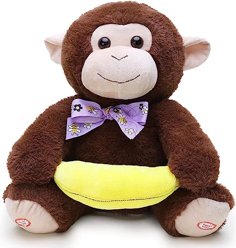 Toyland® Peluche de Mono Peekaboo de 30 cm, Juguete de Canto Animado de Doble función con Orejas en Movimiento, Desarrollo