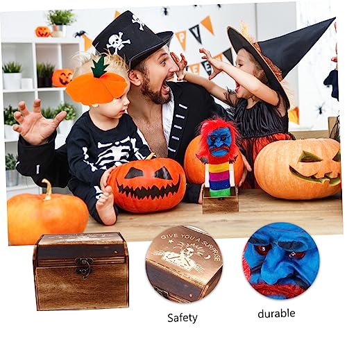 Toyvian 1 Caja Caja De Madera Sobresaltada Expresión Facial De Halloween Juguetes Truco De Halloween De Susto De Broma Complicada Scherzi De Halloween Giocattolo Caja De Regalo Payaso