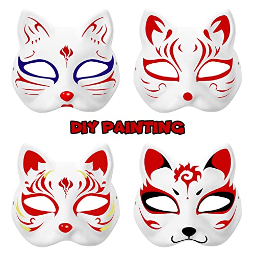 Toyvian 10 máscaras de gato para colorear, máscaras de animales para manualidades, semimáscaras blancas para mascarada, Halloween, niños, cosplay, disfraz, regalos para invitados