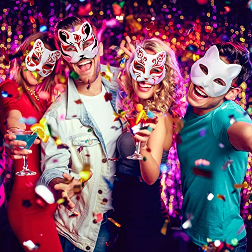 Toyvian 10 máscaras de gato para colorear, máscaras de animales para manualidades, semimáscaras blancas para mascarada, Halloween, niños, cosplay, disfraz, regalos para invitados