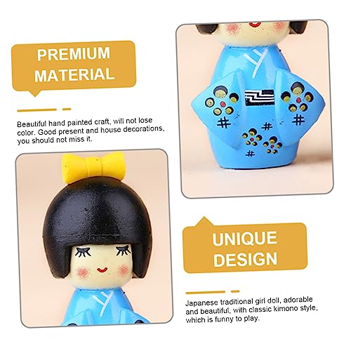 Toyvian 12 Piezas De Adornos De Muñeca Kimono Llavero Femenino Estantería De Casa De Muñecas Artesanías De Resina Kimono Japonés Figura De Muñeca De Geisha En Miniatura Chicas De Kimono