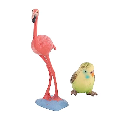 Toyvian 2 Piezas Adornos De Aves Figuras De Aves Loro Estatuas De Loros Figuras De Animales Regalos De Flamencos para Mujeres Pájaro De Juguete Niño Oceano Cloruro De Polivinilo