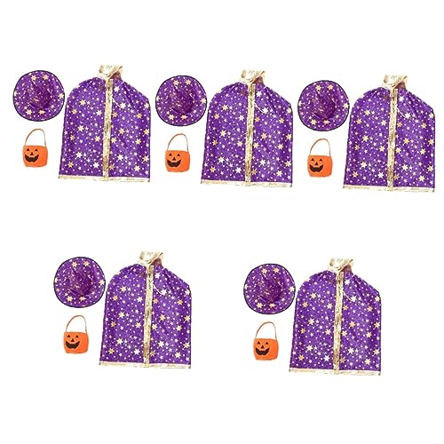 Toyvian Calabaza 5 Juegos De Capa De Halloween Traje De Niño Disfraz De Bruja para Mujeres Ropa De Niños Bolsillo De Disfraz De Cosplay De Halloween Decoración De Capa De Maquillaje