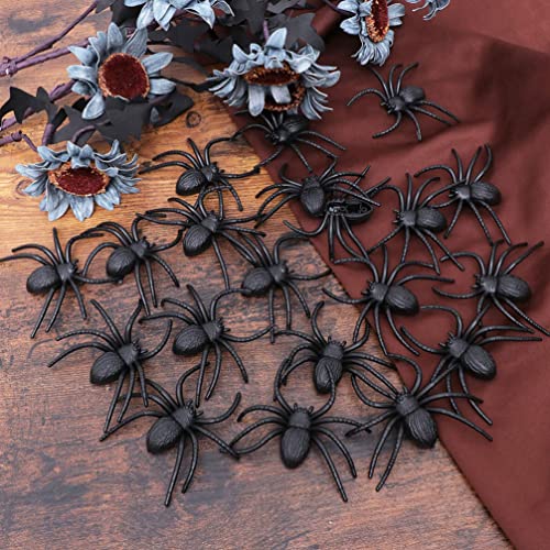 Toyvian Juguete de Araña Realista de Halloween: 50Pcs Mini Juguete de Araña Figuras de Araña Macabras Falsas Playset Broma Horror Accesorio de Miedo para Suministros de Fiesta de