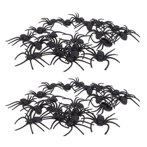 Toyvian Juguete de Araña Realista de Halloween: 50Pcs Mini Juguete de Araña Figuras de Araña Macabras Falsas Playset Broma Horror Accesorio de Miedo para Suministros de Fiesta de