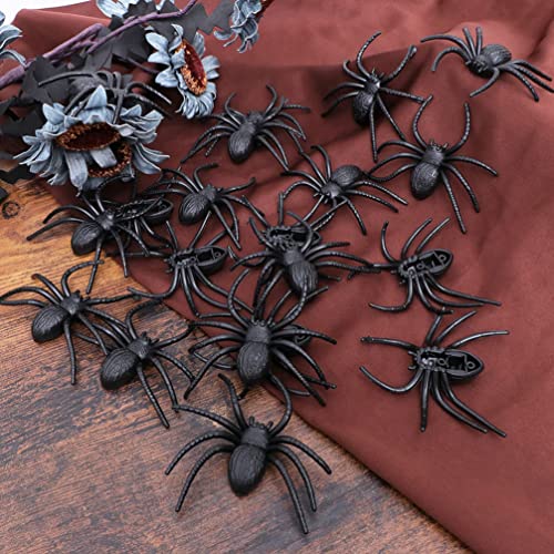 Toyvian Juguete de Araña Realista de Halloween: 50Pcs Mini Juguete de Araña Figuras de Araña Macabras Falsas Playset Broma Horror Accesorio de Miedo para Suministros de Fiesta de