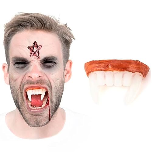 Tradineur - Dentadura de vampiro, resina, colmillos de vampiresa, Drácula, complemento para disfraces de carnaval, Halloween, cosplay (Unisex, Adulto)