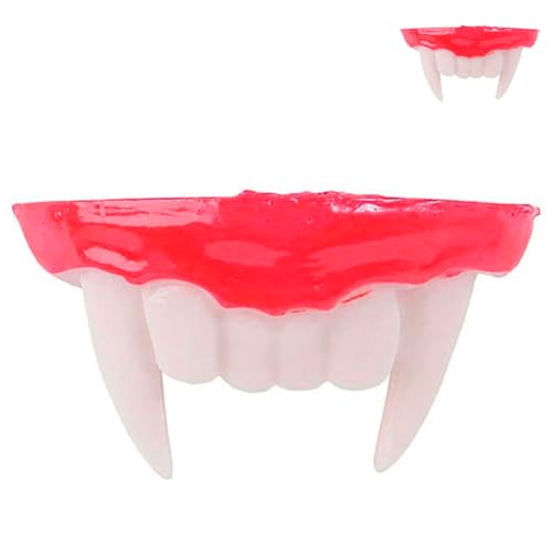 Tradineur - Dentadura de vampiro, resina, colmillos de vampiresa, Drácula, complemento para disfraces de carnaval, Halloween, cosplay (Unisex, Adulto)