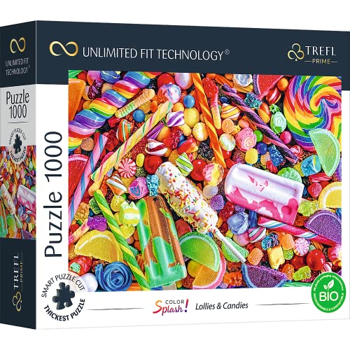 Trefl-1000 Piezas, Cartón Más Grueso, Bio, Caramelos, Piruletas, Helados, Entretenimiento para Adultos Y Niños Mayores De 12 Años uft Puzzle Color Splash: Lollies & Candies, 1000 (10701)