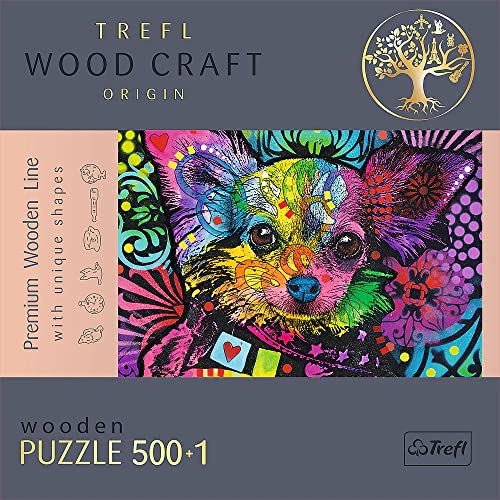 Trefl 500 + 1 Elementos, Wood Craft, Formas Irregulares, 50 Figuras De Animales, Rompecabezas Moderno Premium, DIY, para Adultos Y Niños A Partir De 12 Años Puzzle de Madera, Color Cachorro Colorido