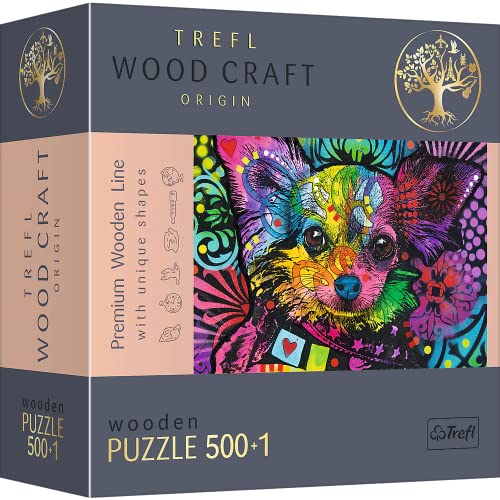 Trefl 500 + 1 Elementos, Wood Craft, Formas Irregulares, 50 Figuras De Animales, Rompecabezas Moderno Premium, DIY, para Adultos Y Niños A Partir De 12 Años Puzzle de Madera, Color Cachorro Colorido