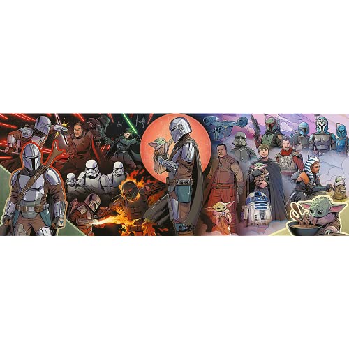 Trefl Panorámico 1000-Puzzle Collage, Entretenimiento Creativo, Clásicos para Adultos y Niños Mayores de 12 Años Puzzle, Color Star Wars Adventures of The Mandalorian (29052)