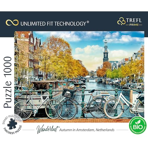 Trefl Prime - Uft Puzzle Wanderlust: Autumn In Amsterdam, Netherlands - 1000 Piezas, Cartón Más Grueso, Bio, EKO, Países Bajos, Otoño, Viajes, Entretenimiento para Adultos Y Niños Mayores De 12 Años