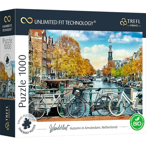 Trefl Prime - Uft Puzzle Wanderlust: Autumn In Amsterdam, Netherlands - 1000 Piezas, Cartón Más Grueso, Bio, EKO, Países Bajos, Otoño, Viajes, Entretenimiento para Adultos Y Niños Mayores De 12 Años