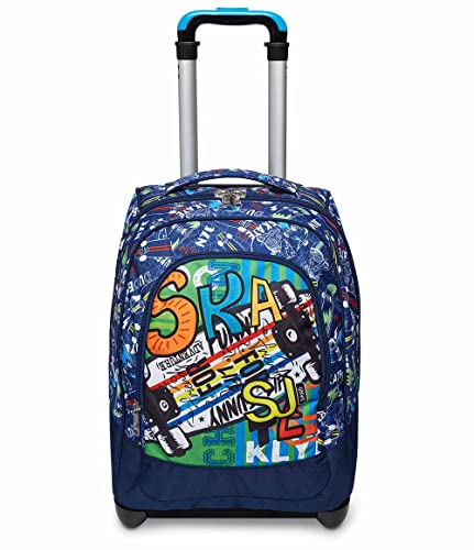 Trolley Scuola Big SJ GANG FANTABULOUS, Blu - 2 Zaini en 1 con Crossover System - Uso Zaino con Spallacci a Scomparsa - Zaino Scuola Elementare, Trolley Scuola Elementare Bambino