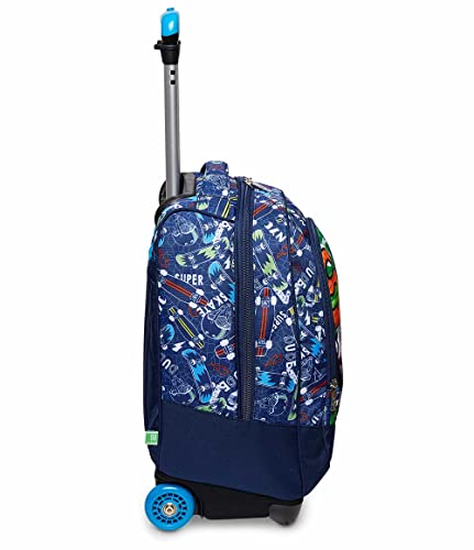 Trolley Scuola Big SJ GANG FANTABULOUS, Blu - 2 Zaini en 1 con Crossover System - Uso Zaino con Spallacci a Scomparsa - Zaino Scuola Elementare, Trolley Scuola Elementare Bambino