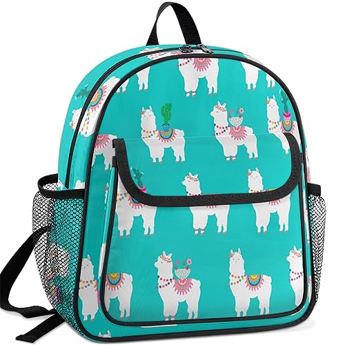 TropicalLife Alpaca Llama Cactu Niños Mochilas para Niños Niñas Llama Niño Mochila Mochila Escuela Guardería Bookbag, Color, 13 L