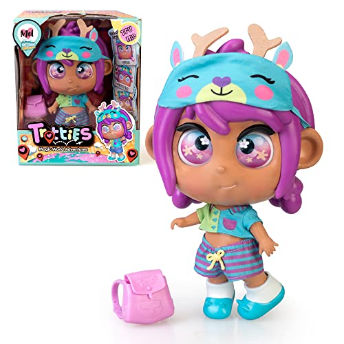 Trotties - Mel, Muñeca Brasil, Fashion Doll latinoamericana, muñeca viajera de la Serie de dibus Animados, Accesorios, Bolso de Viaje y Mapa, para niñas y niños Desde 3 años,Famosa (TFT08000)