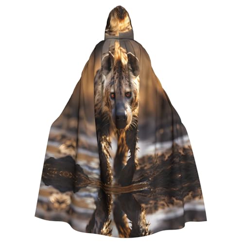 TRUKD - Capa de leopardo de montaña con capucha, capa con capucha para mujeres, Halloween, bruja, vampiro, mago, cuervo, cosplay, 58 pulgadas, Hiena solitaria, Talla Única