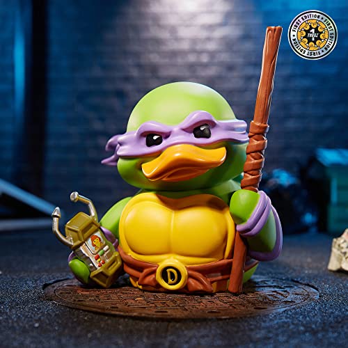 TUBBZ First Edition Donatello - Figura Coleccionable de Pato de Goma de Vinilo - Producto Oficial de Las Tortugas Ninja Mutantes Adolescentes - TV, películas y Videojuegos