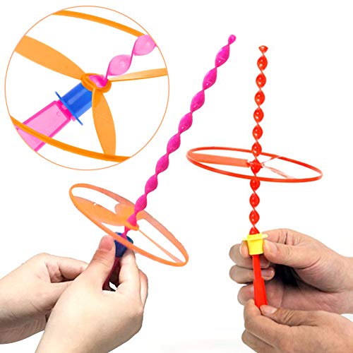 Twisty Pull String Platillos voladores Spinning Flying Disc Helicopteros Juguete Juguetes educativos para niños Estilo Aleatorio, Color Aleatorio (10 Piezas)