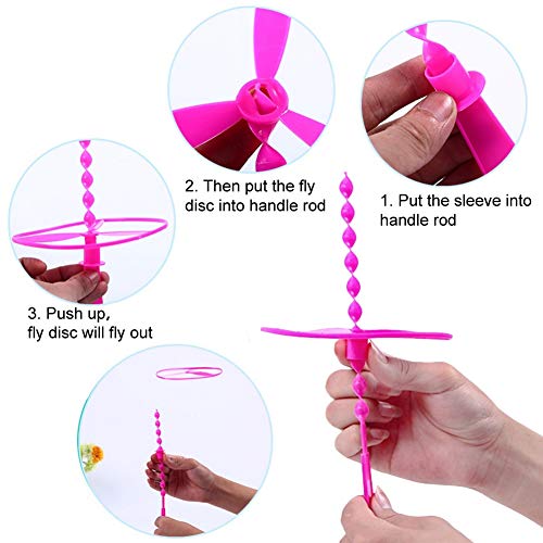 Twisty Pull String Platillos voladores Spinning Flying Disc Helicopteros Juguete Juguetes educativos para niños Estilo Aleatorio, Color Aleatorio (10 Piezas)