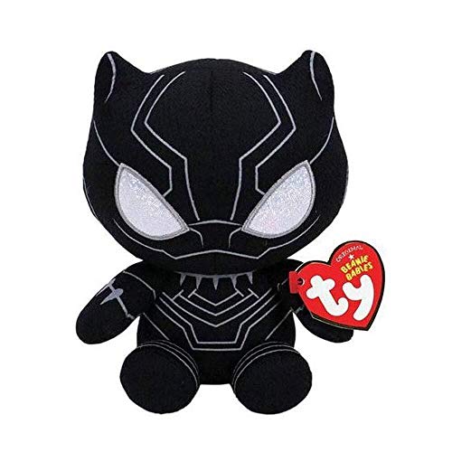 TY Marvel Avengers Black Panther Regular, Gorro Blando con Licencia para bebé, Peluche Coleccionable