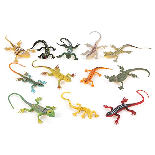 TYTOGE 12 Piezas de Juguetes de Figuras de Animales, Modelos de Lagartos Simulados de Colores para Niños, Juguetes de Animales para Niños, Figuras de Acción de Animales, Juego Educativo