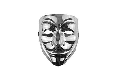 Udekit Hacker Máscara V para Vendetta Máscara Anónimo para Disfraz De Halloween Cosplay Accesorios Fiesta Props Plata