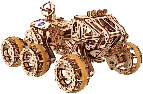 UGEARS Mars Rover Tripulado - Maqueta para Montar Adultos - Puzzle 3D de Madera con Motor de Resorte - Maqueta Coche Mars Rover con Tracción 6x6 Entusiastas del Modelismo