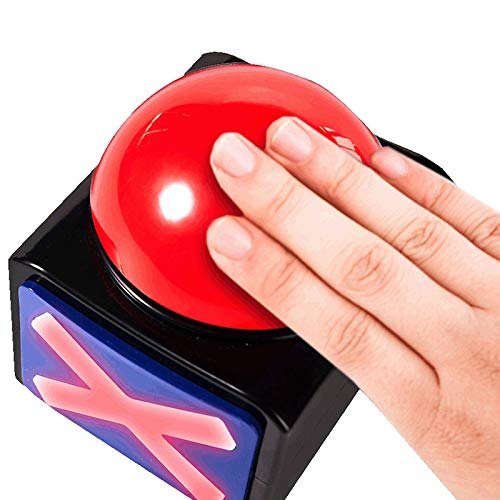 Uinfhyknd Juego de 2 zumbadores de juegos, zumbador de alarma, botón de juego con luz trivia Quiz Got Talent Buzzer juguete