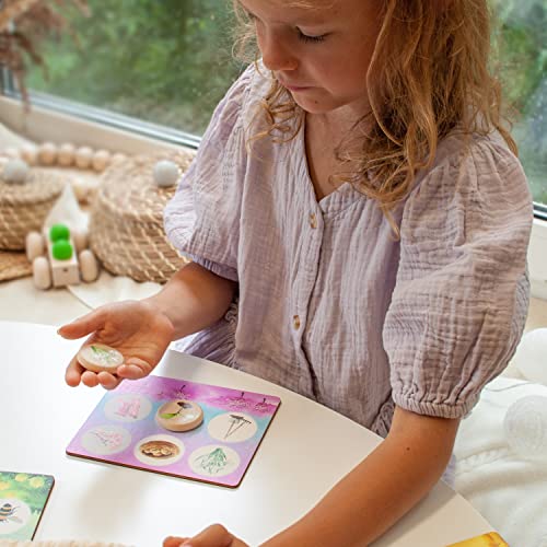 Ulanik Juego de Bingo para Niños Temporadas 24 Piezas Juego de Mesa de Madera Edad 3+ Educación de Aprendizaje Preescolar