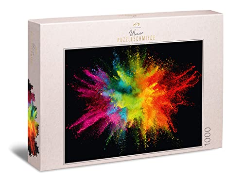 Ulmer Puzzleschmiede - Puzzle Colores Brillantes: Puzzle de 1000 Piezas - Polvo de Pintura Colorido Que explota como Motivo de Puzzle Moderno