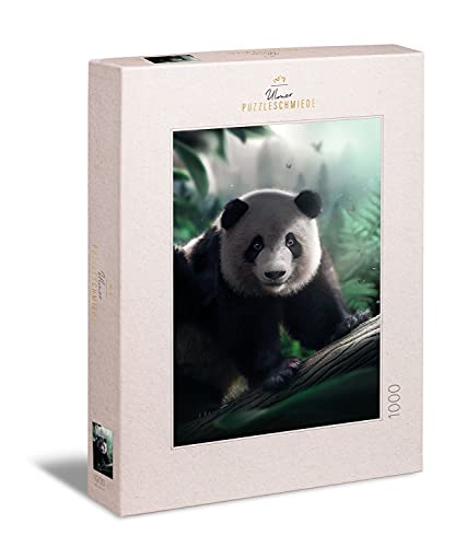 Ulmer Puzzleschmiede - Puzzle "Panda en el bosque de bambú" – Puzzle de 1000 piezas con diseño de animales – El raro oso panda en su país en China – Animales y naturaleza como puzle exótico.