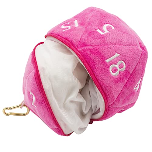 Ultra PRO Bolsa de dados de felpa D20 rosa caliente La bolsa de dados perfecta para cualquier juego de rol como Magic: The Gathering y D&D, lleva hasta 50 dados en una elegante bolsa de felpa y