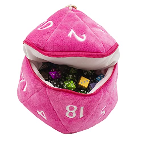 Ultra PRO Bolsa de dados de felpa D20 rosa caliente La bolsa de dados perfecta para cualquier juego de rol como Magic: The Gathering y D&D, lleva hasta 50 dados en una elegante bolsa de felpa y