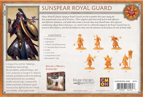 Una canción de hielo y fuego Miniaturas de mesa Sunspear Royal Guard Unit Box,Juego de estrategia para adolescentes y adultos,A partir de 14 años,Tiempo promedio de juego 45-60 minutos,Hecho por CMON