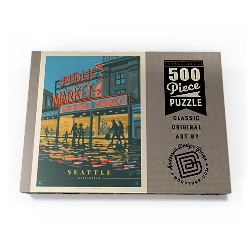 USA-Seattle, WA: Morning At The Market, Vintage Poster - Premium 500 Piezas Puzzles - Colección Especial MyPuzzle de Anderson Design Group