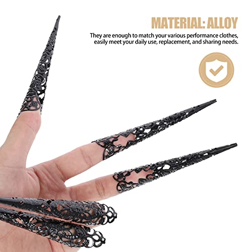 VALICLUD Anillos de dedo 5 piezas anillos de garra para niñas Halloween uñas de las manos ahuecados florales anillos egipcios anillos cosplay puntas de los dedos garras anillo de uñas, Eisen, Hierro