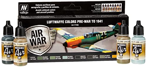 Vallejo 71165 Model Air - Colores Acrílicos, Luftwaffe Colors pre-war to 1941, 17 ml, 8 uds