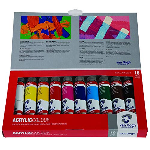 Van Gogh acrylverf kist 10 tubes 40ml met accessoires