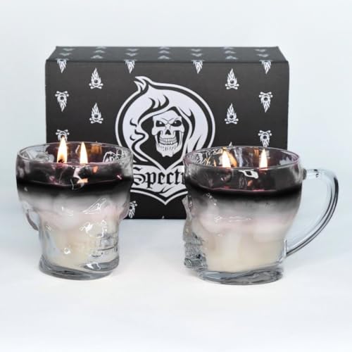 Vela de calavera que cambia de color, velas de Halloween, velas góticas para decoración de calavera (negro y negro, 2 unidades)