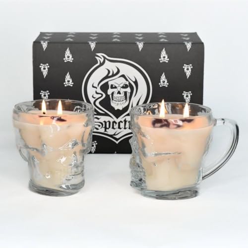 Vela de calavera que cambia de color, velas de Halloween, velas góticas para decoración de calavera (negro y negro, 2 unidades)