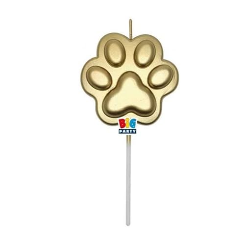 Vela Huella Pick Party Pets Gold - Oro