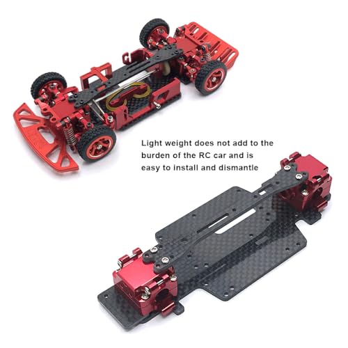 VENNSDIYU Marco de Placa Inferior a Control Remoto, Caja de Cambios, Juego de Bandeja de Radio para Coche de Control Remoto 1/28 Wltoys K969, Piezas de modificación de actualización de Metal, Rojo