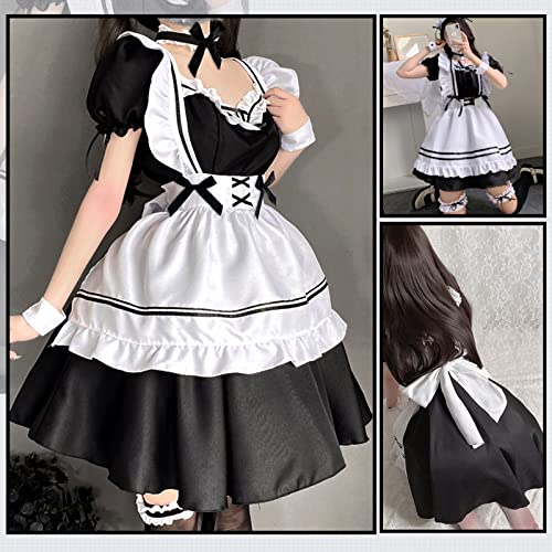 Vestido de Maid Cosplay, Trajes para Disfraz Criada Francesa, Maid Cosplay Anime, Disfraz de Sirvienta Clásica en Blanco y Negro, para Fiestas Temáticas, Carnavales y Juegos de Rol, Talla M