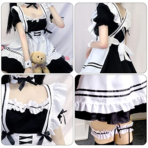 Vestido de Maid Cosplay, Trajes para Disfraz Criada Francesa, Maid Cosplay Anime, Disfraz de Sirvienta Clásica en Blanco y Negro, para Fiestas Temáticas, Carnavales y Juegos de Rol, Talla M