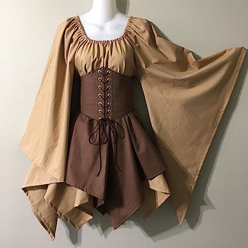 Vestido medieval para mujer con corsé, tallas grandes, vestido renacentista, retro, vestido de fiesta, vestido de cóctel, vestido de Halloween, disfraz de pirata, vestido de cosplay, carnaval, ropa,